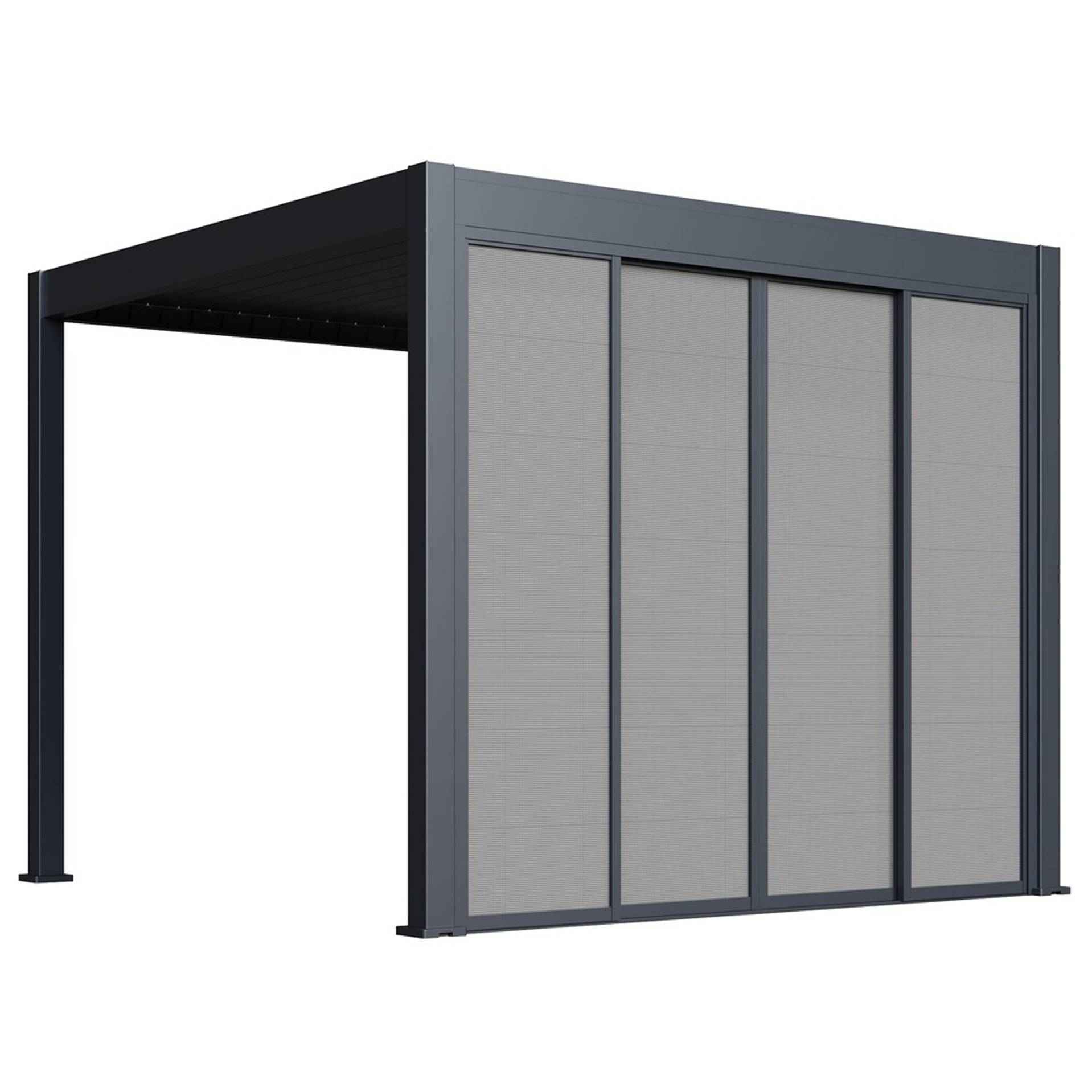Klizni bočni zaslon za pergolu (3 m, sivo-crni)