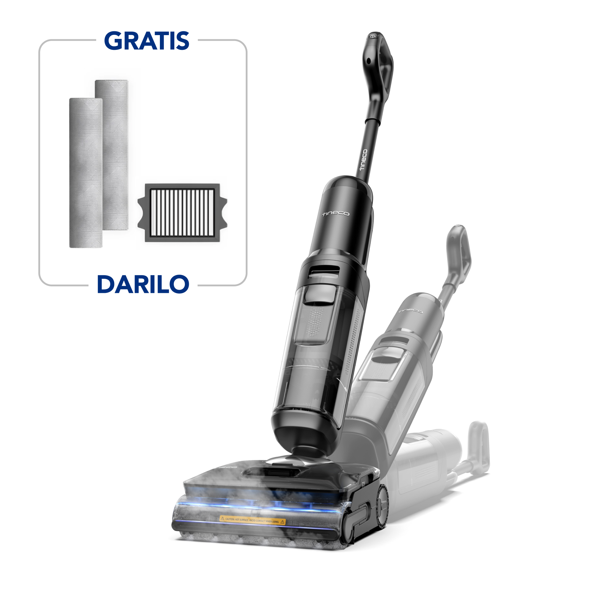 Tineco FLOOR ONE S7 Pro Stretch Steam baterijski usisavač i parni čistač, iLoop™, HyperSteam™ 160°C, FlashDry™ sušenje, crni